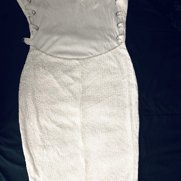 Ladies a White Sequins Dress XL - Picture 5 of 6